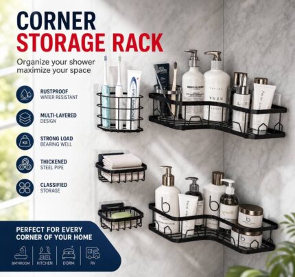 Bathroom corner storage rack